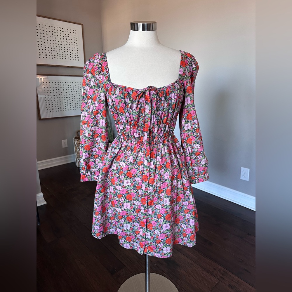 J. Crew Cinched-Waist Organic Cotton Dress Floral Liberty Meadow Song 12 NWOT - Picture 5 of 13